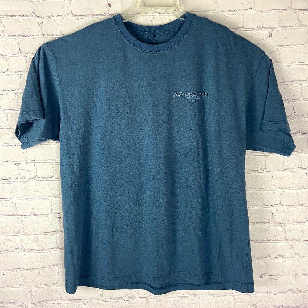 "American Made" Men's Blue Short Sleeve and Crewneck Graph Tee. Sz: 2XL
